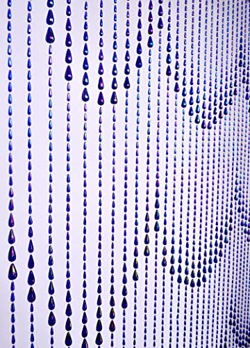 FlavorThings Raindrop Beaded Curtain (Iridescent Blue, 1PC,3ft x 9ft)