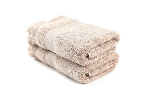 Foutastic Luxury Bath Towel Set (2 Piece), Light Brown, 75 x 150 cm, 100% Cotton, 550 g/m², Machine Washable at 40°C, Soft and Absorbent
