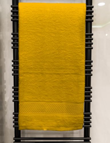 Jenny Sesal Bath Towel Large Plain Bath Towel 90 x 140 cm 100% Cotton with Sponge from Portugal (Gold)