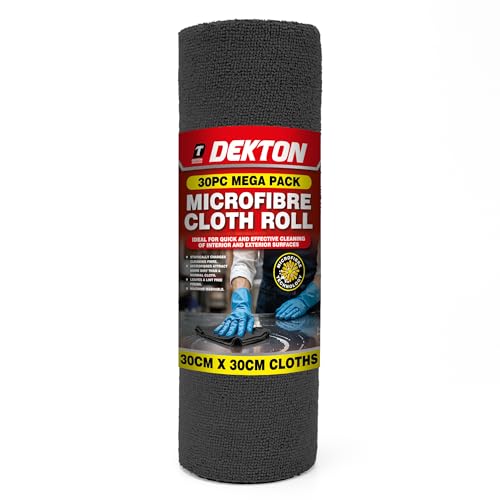 Dekton 30pc Microfibre Cleaning Cloths 30x30cm ??? 180GSM Lint-Free, Statically Charged for Kitchen, Bathroom, Windows, Mirrors, Glass, Wood, Plastic & Car Surfaces