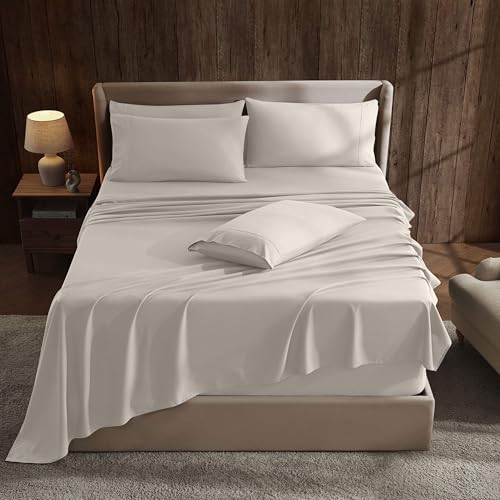 Hearth & Harbor Extra Deep Pocket Queen Sheets Sets - Fits Mattress 18-24 Inches Deep - Extra Deep Pocket Sheets - 6 Piece Queen Size Sheets - Linen