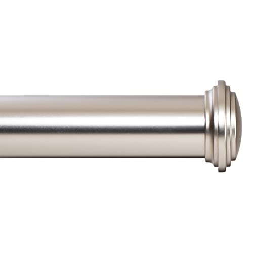 Ivilon Window Curtain Rod Decorative End Cap Design, 1 Inch Rod, 16 to 28 Inch (Side Curtain Rod) Satin Nickel