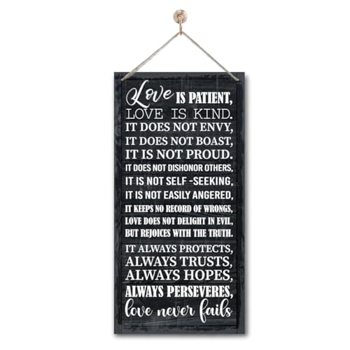 1 Corinthians 13:4-8 Inspirational Hanging Wood Decor Sign, Printed Wood Sign, Love is Patient, Love is Kind Quote, Hanging Bible Verses Woods Wall Signs, Rustic Home Decor Signs, Christian Gift A1