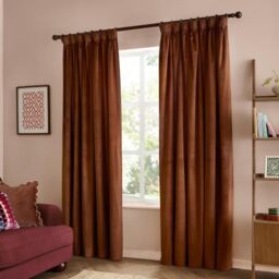 furn. The Ultimate Velvet Blackout Pencil Pleat Curtain Pair (Chestnut - 229x229cm)