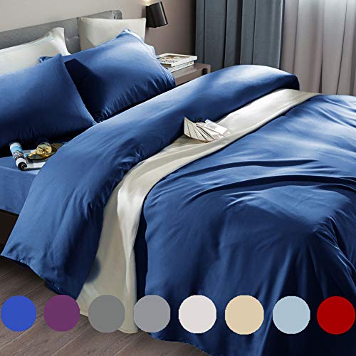 SONORO KATE 1800 Series Bed Sheet Set,18-24 Inch Deep Pocket Twin Sheets - Microfiber Luxury Egyptian Sheets,Extra Deep Pocket,Comfy & Breathable,Wrinkle & Fade Resistant,Navy Blue