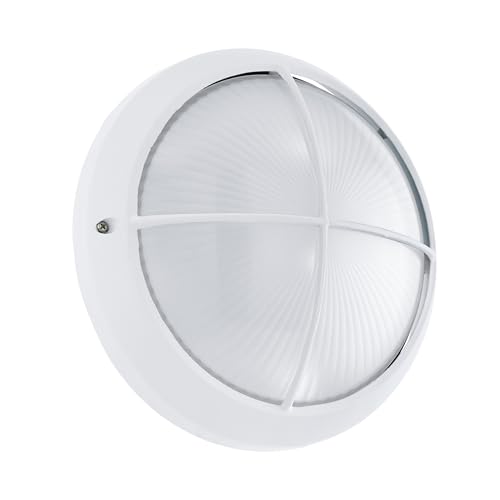 Eglo LED Ceiling lamp Outdoor Siones 1, Outdoor Ceiling Light, wall lamp Made of Aluminium Casting in White, Structured Glass in White, Outdoor Light Warm White, IP44