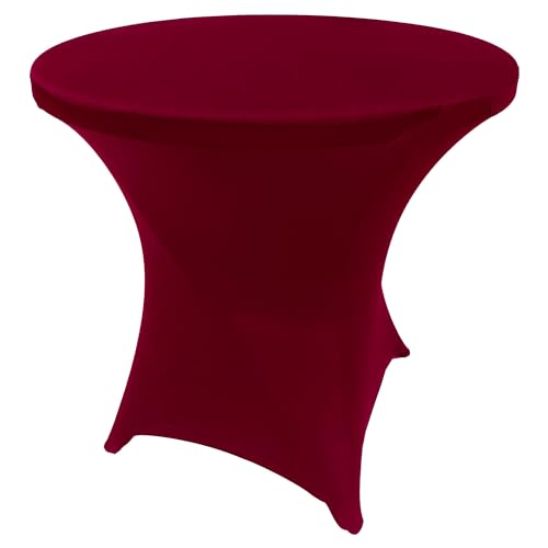 Goldstream Point Burgundy 32 Inch Round x 30 Inch Tall Spandex Cocktail Tablecloth Folding Cover Stretch