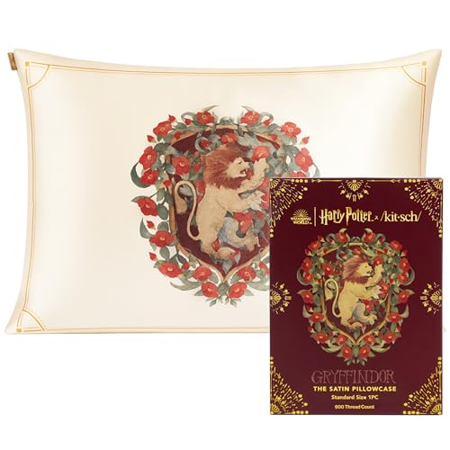 Kitsch x Harry Potter Satin Pillowcase with Zipper for Hair & Skin, Softer Than Silk Pillow Cases, Queen Pillow Covers, Machine Washable, Wrinkle-Free, Pillow Cases Standard Size