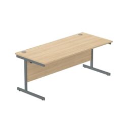 Heavy Duty Rectangular Office Desk, Steel Frame, 120kg Weight Tolerance, 25mm FSC® Top with Modesty Panel – 1800 x 800mm, Canadian Oak