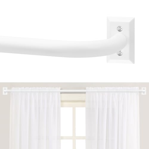 "TANGWIN White Wrap Around Curtain Rods,Blackout Curtain Rods for Windows 66 to 120 (5.5-10Ft),1 Inch Adjustable Curtain Rod Set,Room Darkening Drapery Rods,Black Out Window Curtain Rod 66-120"",White"