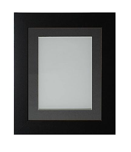 Frame Company Watson Matte Black Picture Photo Frame fitted with Perspex, 6x4 inch with Grey Mount for image size 4x3 inch