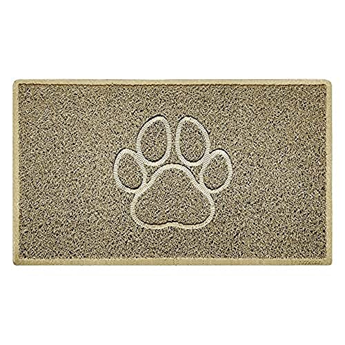 Nicoman Paw Embossed Shape Indoor Outdoor Dirt-Trapper Door Mat Washable Barrier Heavy Duty Doormat - (Watertight Rubber-Back, Medium, Beige, 75 x 44cm)
