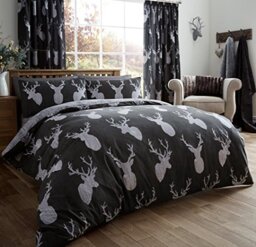 Gaveno Cavailia Luxury STAGS Bed Set with Duvet Cover and Pillow Case, Polyester-Cotton, Black, Single