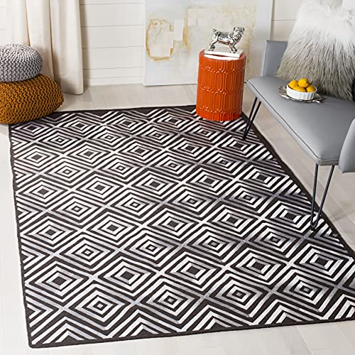 Safavieh Tribal Inspired Indoor Flatweave Rectangle Area Rug, Kilim Collection, KLM627, in Charcoal, 152 X 244 cm for Living Room, Bedroom or Any Indoor Space