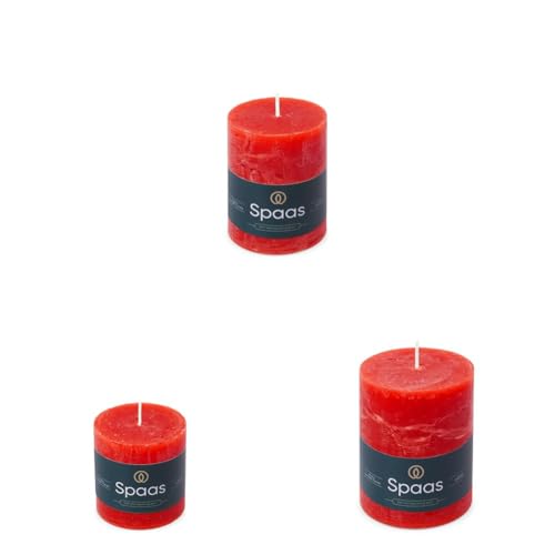 Spaas Rustic Pillar Candle 70/70mm (25h), 70/95mm (35h) and 80/110mm (65h), Red