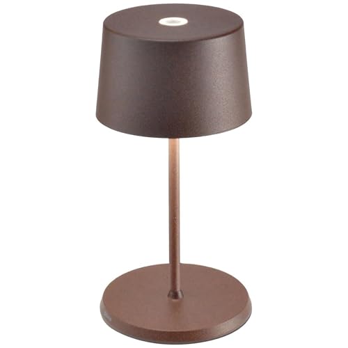 Zafferano, Olivia Mini Lamp, Portable and Rechargeable Table Lamp with Touch Controls, Suitable for Interior and Outdoor, Dimmer, 2200-3000 K, Height 22 cm, Corten Colour