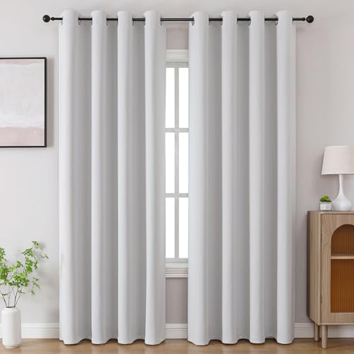 CUCRAF Grayish White Blackout Curtains 45 inch Length 2 Panels Set, Room Darkening Drapes for Living Room Bedroom, Thermal Insulated Light Blocking Grommet Window Curtain (W52 x L45 Inch)