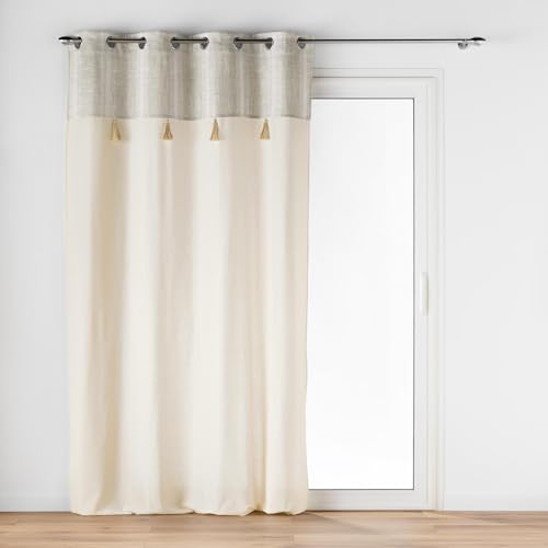 Douceur d'Intérieur Curtain, 68% COTTON 28% POLYESTER 4% VISCOSE, Grey, 140 x 240 cm