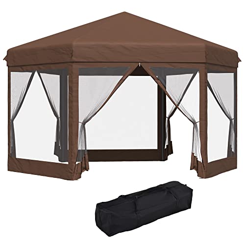 Outsunny x 4m Hexagonal Pop Up Gazebo, Canopy Tent Sun