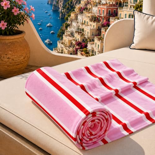 PETTI Artigiani Italiani - Microfibre Beach Towel, Beach or Pool Towel, Beach Towel, Large 90 x 180 cm, Millerighe 16