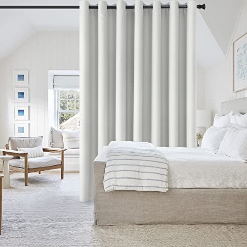 DWCN Total Privacy Room Divider Blackout Curtain - Thermal Curtains for Patio Door, Living Room, Bedroom Partition and Shared Office Space, 1 Grommet Curtain Panel, 10ft Wide x 7ft Tall,Ivory