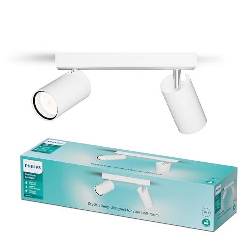 PHILIPS Idris 2-Head spot, GU10 lamp not Included, White, IP44, Water-Resistant