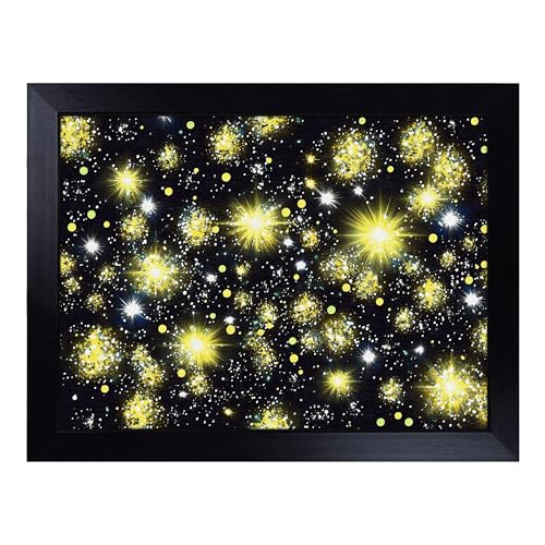 Lap Tray with Bean Bag Cushion, Glitter And Sparkle - Handmade in the UK, Raised Wooden Edge, Padded Cushion, Heat-Resistant Wipe-Clean Surface, for Meals, Laptops and Crafts