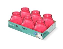 Bolsius – Outdoor Candles - 6 Pieces - in Glass - Fuchsia - Burning Time 70 Hours - No Palm Oil - Clean Burning - Cotton Wick - Non Scented