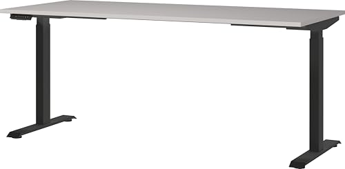 Germania Desk 7909-630, in cashmere/black, el. height-adjustable, 180 x 120 x 80 cm (WxHxD)