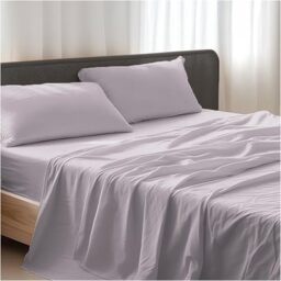 Giovanni Dolcinotti 4-Piece Double Bed Sheet Set, Microfibre, Silver Pink, Detroit Model – Fitted Sheet, Top Sheet and 2 Pillowcases 50 x 80 cm
