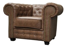 Sofas and More Astor Chesterfield Style Sofa Set 3+2 Seater Armchair Brown Faux Leather (Armchair)
