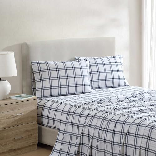 Nautica - Full Bed Sheets, Lightweight Cotton Percale Bedding Set with Matching Pillowcases, Crisp & Cool, Oeko-Tex Certified (Ryan Cove Plaid Blue)
