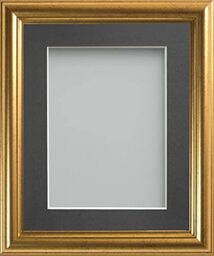 Frame Company Eldridge Gold 18x12 Photo Frame, Grey Mount for 12x8