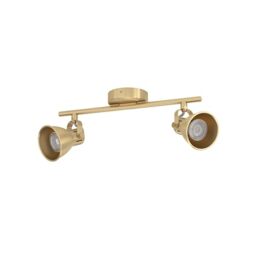 Eglo LED Spotlight bar Seras, Ceiling Light Fitting with 2 Adjustable spot Lights, Living Room lamp Made of Brushed Brass and Golden Steel, Track Lighting with GU10 Light Bulbs, Warm White