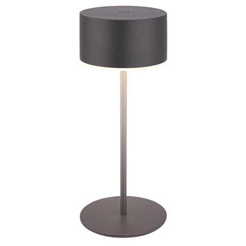 BRILONER - Rechargeable LED Table Lamp IP44 with Touch, Dimmable, Light Edge, LED Light, Battery, Cordless, 8X18 cm, Anthracite