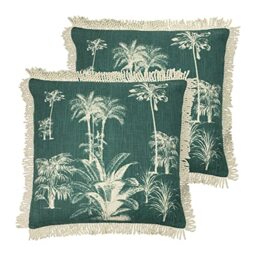 Paoletti Ecuador Polyester Filled Cushions (Twin Pack), Cotton, Emerald/Natural