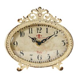 Creative Co-op Distressed Pewter, Cream Mantel Clock