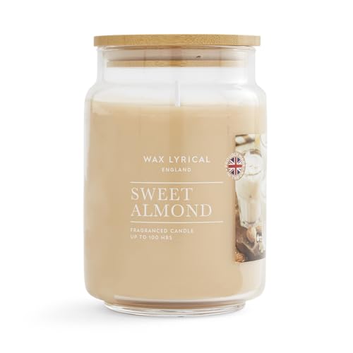 Wax Lyrical Sweet Almond Large Jar Candle, Up to 100 Hour Burn Time, Caramel