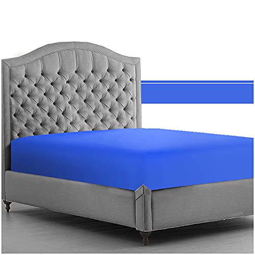 GC GAVENO CAVAILIA Extra Deep, Non Iron Percale Fitted Sheet, Super Soft Plain Dyed Easy Care Bedding, Polycotton, Royal Blue, Double