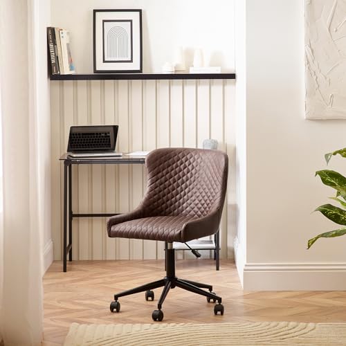 Julian Bowen Luxe Office Chair in Brown Faux Leather, 52 x 60cm
