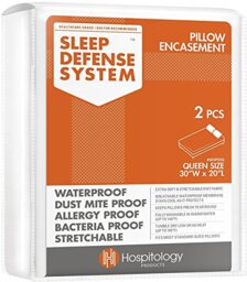 "HOSPITOLOGY PRODUCTS Zippered Pillow Encasement - Sleep Defense System - Queen - Waterproof - Set of 2-20"" H x 30"" W"