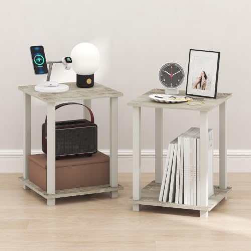 Furinno SIMPLISTIC Night Stand Set of 2, 2-Tier Nightstand, Bedside Table, Side Table, End Table, Easy Assembly, for Bedroom, Living Room, Sonoma Oak