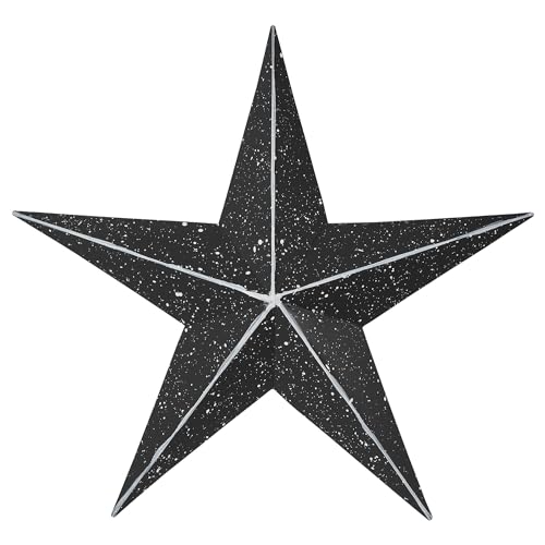 VHC Brands Patriotic Faceted Metal Star Wall Hanging, 12x12, Distressed Appearance, Charcoal Black, Independence Day Decor