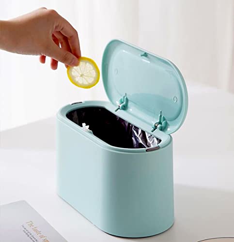 LTWQLing Mini Trash Can with Lid - Removable Small Garbage Can, Tiny Plastic Trash Bin, Pop Up Countertop Wastebasket, Counter Garbage Lint Bin for Bathroom,Office,Kitchen,Desk,Coffee Table(Sky Blue)