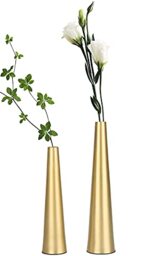 Vixdonos 10.5/8.5 inch Gold Aluminium Taper Vase Set of 2 for Wedding Table Centerpiece Decorations, Home Decor