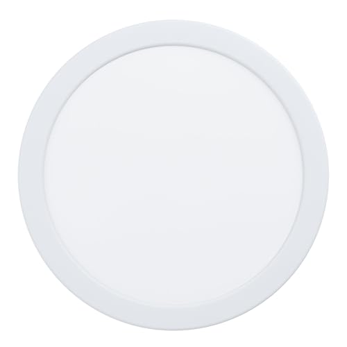Eglo LED recessed Spotlight Fueva 5, Ø 21.6 cm, dimmable LED spot in Steel with Plastic Diffuser, White recessed LED Light, Flat Design, Shallow 26 mm Installation Depth, Warm White