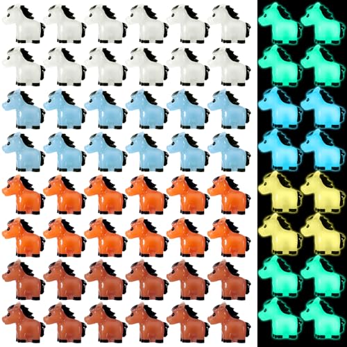 Shappy 80 Pcs Luminous Mini Horse Figurines Resin Miniature Cute Animals Mini Figurines Horse Glow in The Dark Ornament for Garden Accessories Landscape Cake DIY(Luminous)