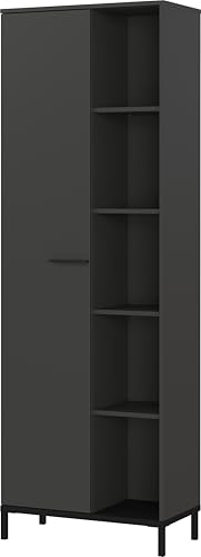 Germania GW-ROVIGO Filing cabinet 2237-547, in Graphite, with one door and open compartments, 64 x 190 x 34 cm (W/H/D)