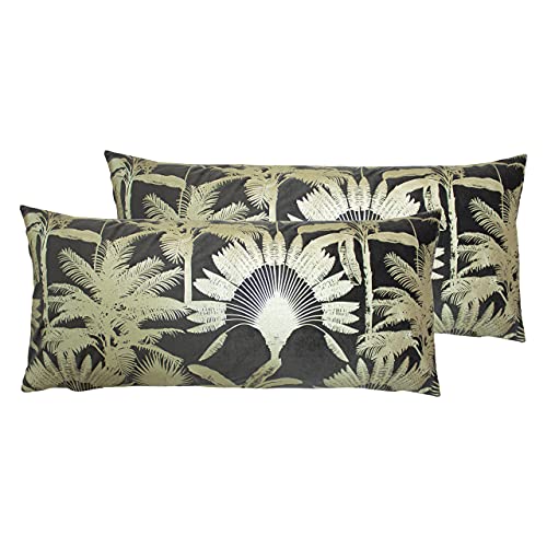 Paoletti Malaysian Palm Polyester Filled Cushions (Twin Pack), Polyester, Mink