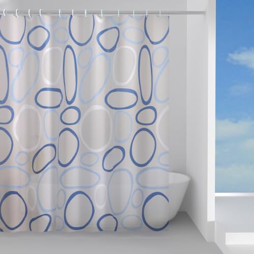 Gedy - Shower Curtain Bowls in Peva, Light Blue Finish, Dimensions 200 x 120 x 0.1 cm and Weight 0.25 kg